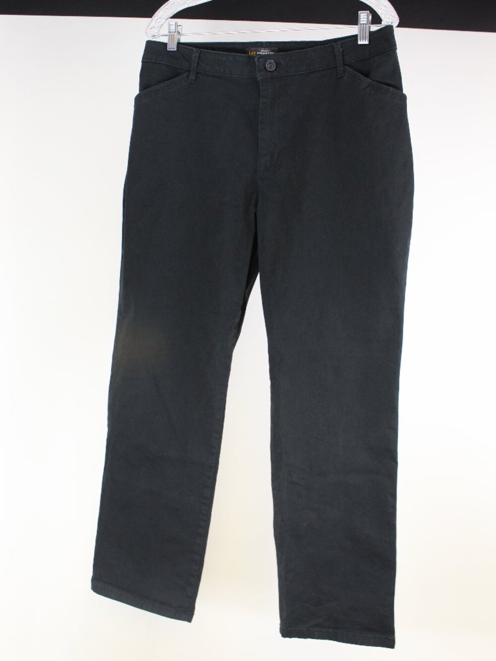 Lee Relaxed Fit Straight Leg Pants 14S Short Black Mid Rise Stretch Work Uniform